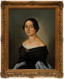 Mid 19th Century Oil - Lady in Black and Gold