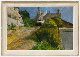 Julia Newson - Contemporary Oil, Houses on the Hill