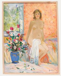 Nikolai Baskakov - 1960 Oil, Naked in the Interior