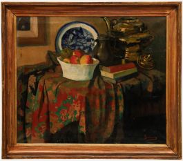 Breman - Framed Early 20th Century Oil, Still Life with Fruit Bowl