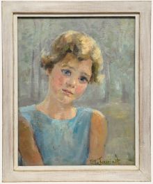 Tilla Terwindt - Framed Mid 20th Century Oil, Blue-Eyed Girl