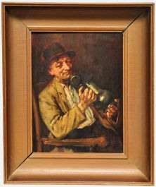 Petrus Marinus van Walcheren - Early 20th Century Oil, Man with Pewter Jug