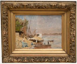 Fernand Scribe - Late 19th Century Oil, Sitting by the Water