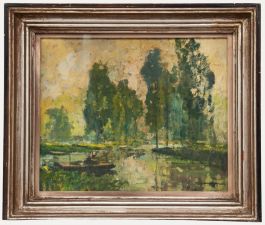 Alfons de Cuyper - Framed Mid 20th Century Oil, The Leie at Drongen