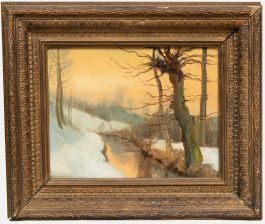 Gerardus Johannes Roermeester - Early 20th Century Oil, Winter Sunset