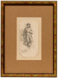 1842 Graphite Drawing - Study of a Worker
