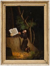 Framed 19th Century Oil - St Francis of Assisi