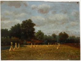 George Frederik Teyssen - 1945 Oil, Sheaves of Wheat