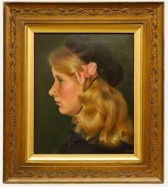 Framed Early 20th Century Oil - Young Girl in Profile