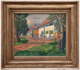 A. Hiller - Mid 20th Century Oil, Road Through the Village