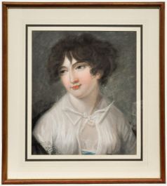 Framed Early 19th Century Pastel - Lady in the White Chemise