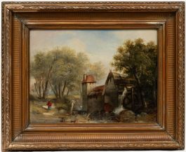 Late 19th Century Oil - Figure by a Watermill