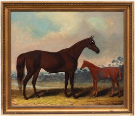 Samuel Spode - Framed Mid 19th Century Oil, Horse & Foal