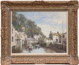 Cornish School 20th Century Oil - Polperro Harbour