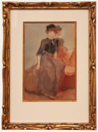 Jules Lentrein - Early 20th Century Watercolour, Lady by the Mirror