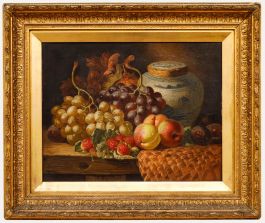 Charles Thomas Bale - Framed Late 19th Century Oil, Still Life of Grapes & Fruit