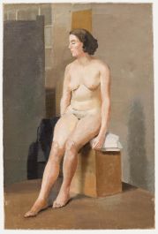 Phoebe Peto Willetts - Mid 20th Century Oil, Female Nude on a Plinth