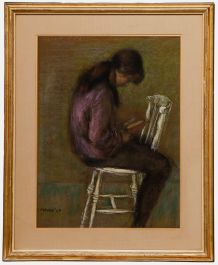 Ruth Sylvia Leibman - 1960 Pastel, A Good Book
