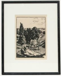 Clare Leighton - Framed Early 20th Century Wood Engraving, Hampstead Heath