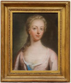 Framed 18th Century Pastel - Lady in Pink