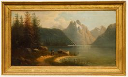 Joseph Wirbicky - 19th Century Oil, Figures by a Lake