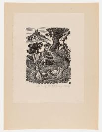 Eugene Pichell - 1959 Wood Engraving, A Fable