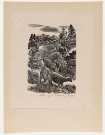 Eugene Pichell - 1959 Wood Engraving, The Return from the Pasturage