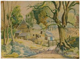 F. J. James - Mid 20th Century Watercolour, Barn in the Woods