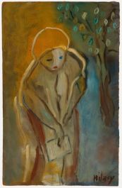 20th Century Oil - Figure Beside the Blossom