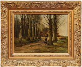 Late 19th Century Oil - Gathering Kindling