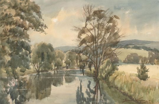 Watercolour Riverside 20th Century Watercolour - Riverside