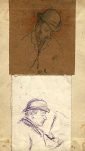 Pair of1880 Pencil Portrait Sketches