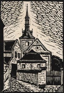 Kolbfarig - 19th Century Woodcut of 'Most', Czech Republic