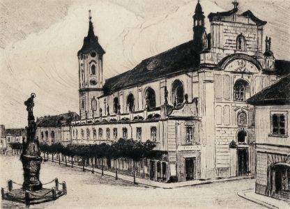 19th Century Drypoint Engraving of 'Most', Czech Republic