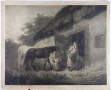 George Morland - The Horse Feeder 19th Century Engraving