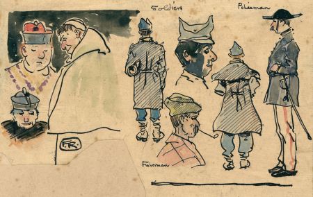 Frank Richards RBA, Newlyn School 19th Century Pen, Ink and Wash Studies