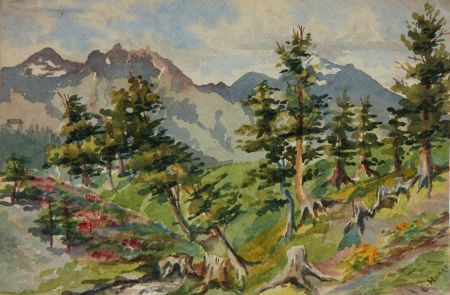 Edithe Anne Hoare - 19th Century Watercolour Faulhorn Mountain with Alpine Rose 