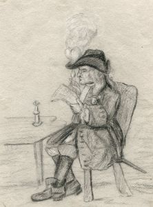 Early 19th Century Charcoal Drawing - of an 18th Century Man