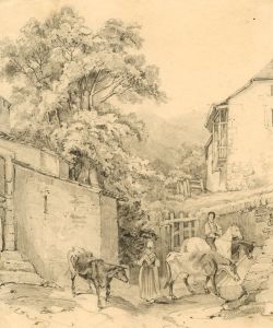 Superb Italian 19C  Pencil Sketch