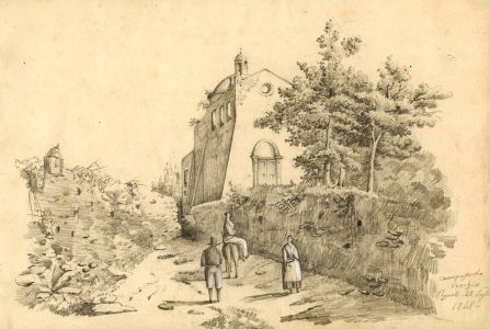 Camposanto Vecchio Pozuoli 1848 Pencil Sketch