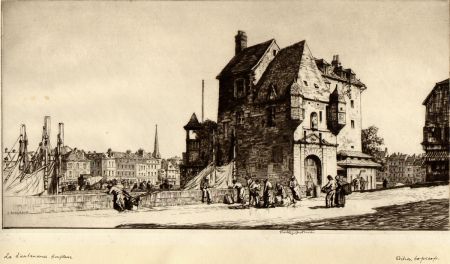 Stanley Anderson Drypoint Etching La Lieutenance Honfleur
