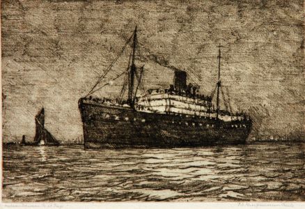 Nelson Dawson Sc et Imp - SS Kronprinzessin Cecilie Etching.