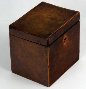 George III Burr Yew Wood Tea Caddy