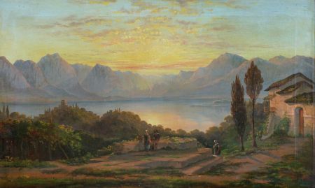 Spectacular and Imposing 19th Century Oil on Canvas - Classical Italian Scene 