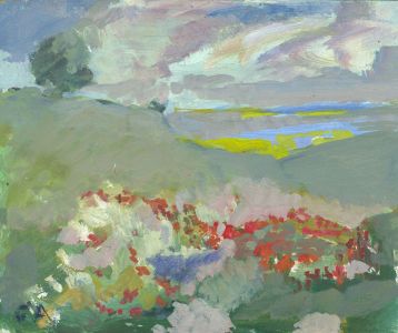 Gilbert Adams FRPS (1906-1996) - Mid 20th Century Oil, Poppies in Landscape