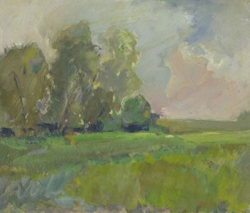 Gilbert Adams FRPS (1906-1996) - Mid 20th Century Oil, Green Fields