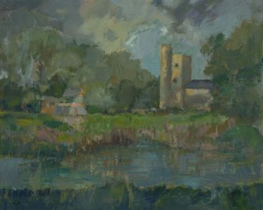 Gilbert Adams FRPS (1906-1996) - 1989 Oil, Church in Avon Valley