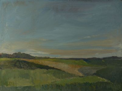 Gilbert Adams FRPS (1906-1996) - 1982 Oil, Indigo Landscape Above Pewsey Vale