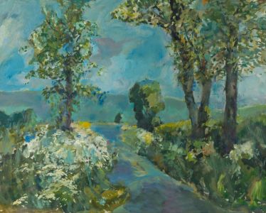 Gilbert Adams FRPS (1906-1996) - 1990 Oil, Track to Downs