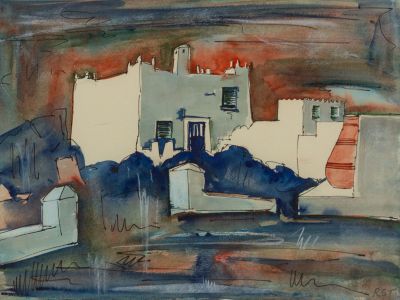 Rosalind Adams (née Thuillier) - Contemporary Watercolour, Continental Villa